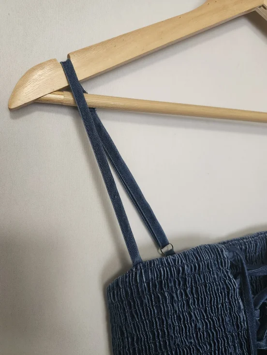 Lulus 'Laylie' Medium Wash Denum Lace Up Dress XS - Picture 8 of 12